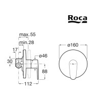 MEDIDAS MONOMANDO DUCHA EMPOTRADO VICTORIA PLUS ROCA